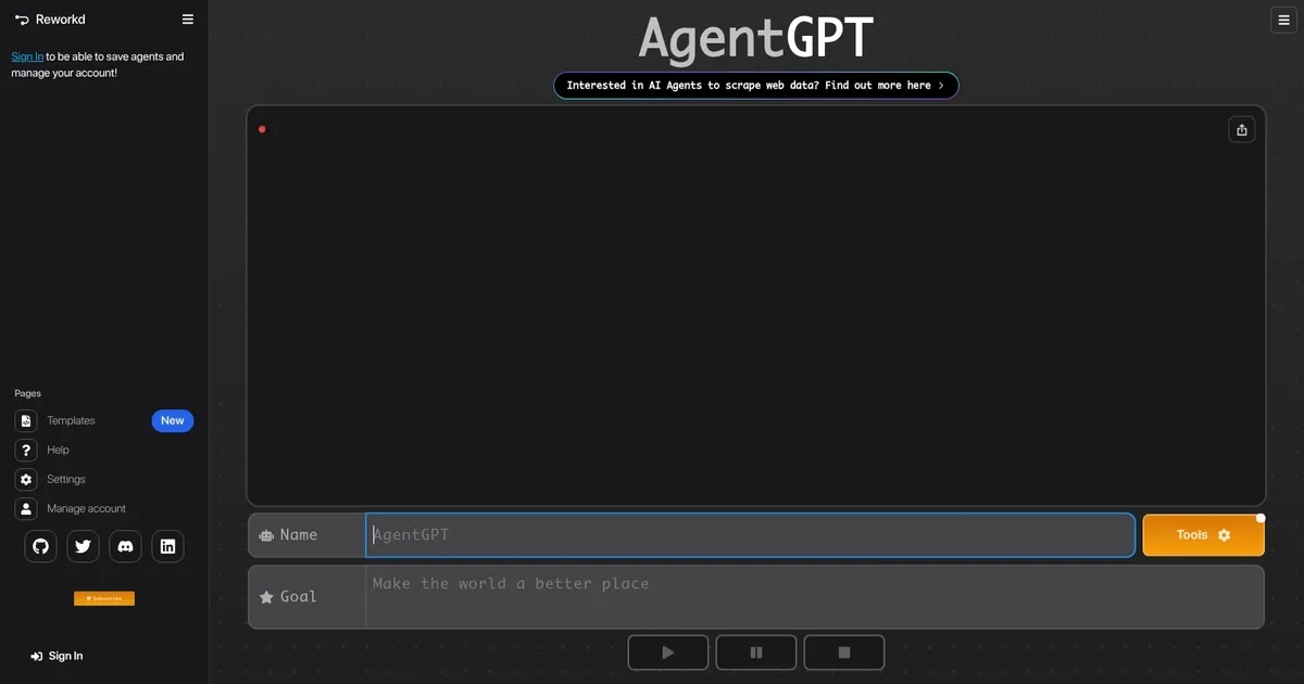 AgentGPT - screenshot