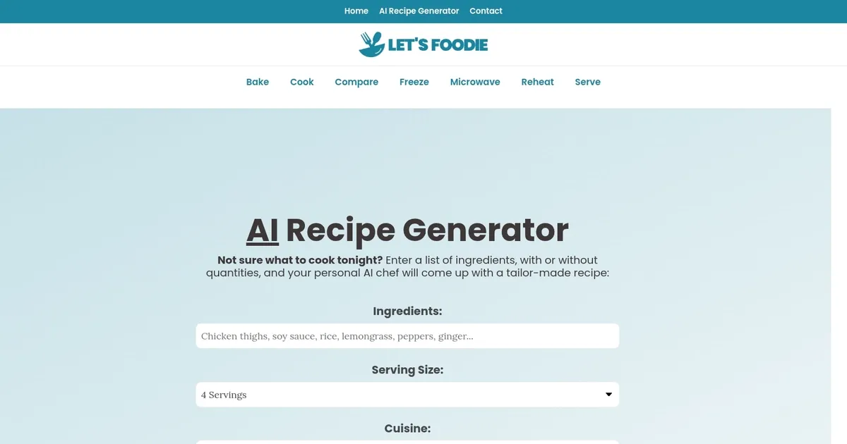AI Recipe Generator - screenshot