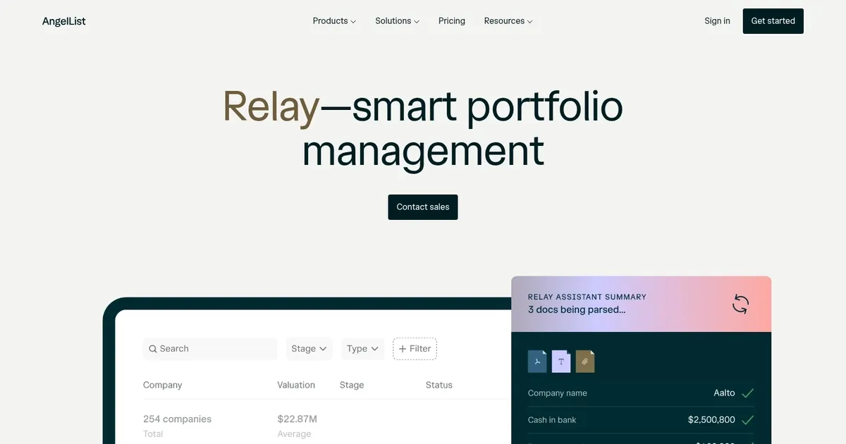 AngelList Relay - screenshot