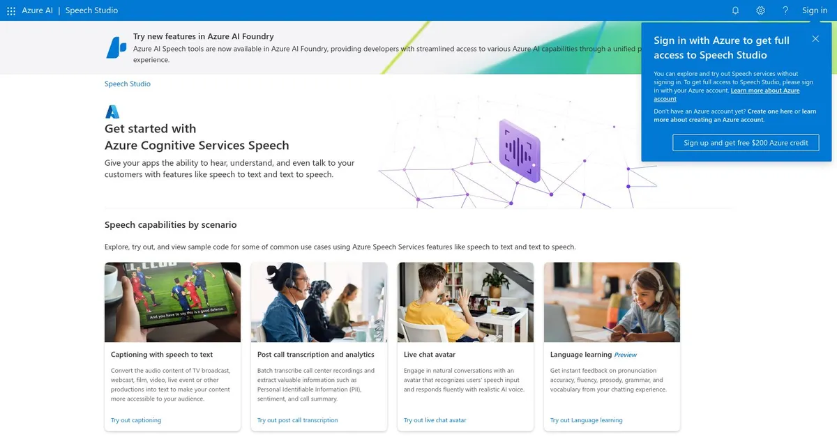 Azure Cognitive Services Speech - screenshot