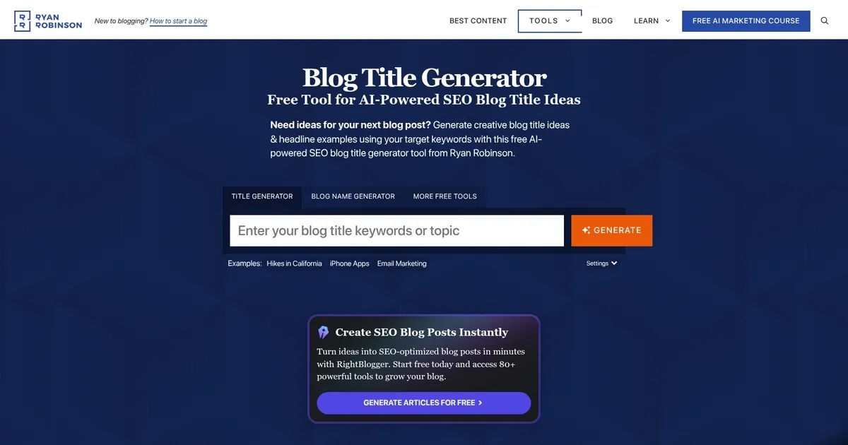 Blog Title Generator - screenshot