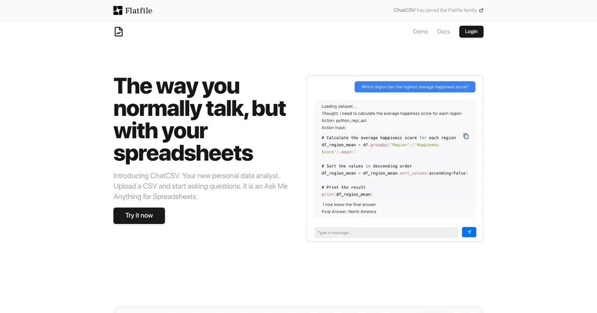 ChatCSV - screenshot