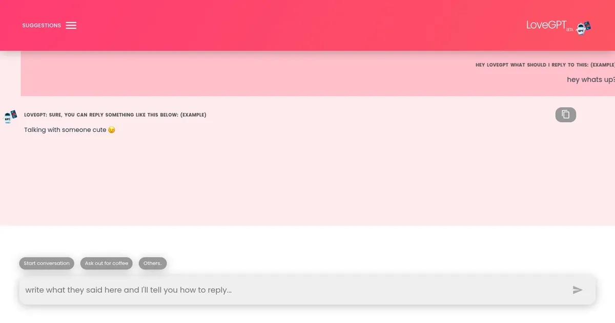 LoveGPT - screenshot