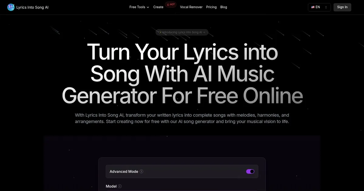 Lyrics Into Song AI - screenshot