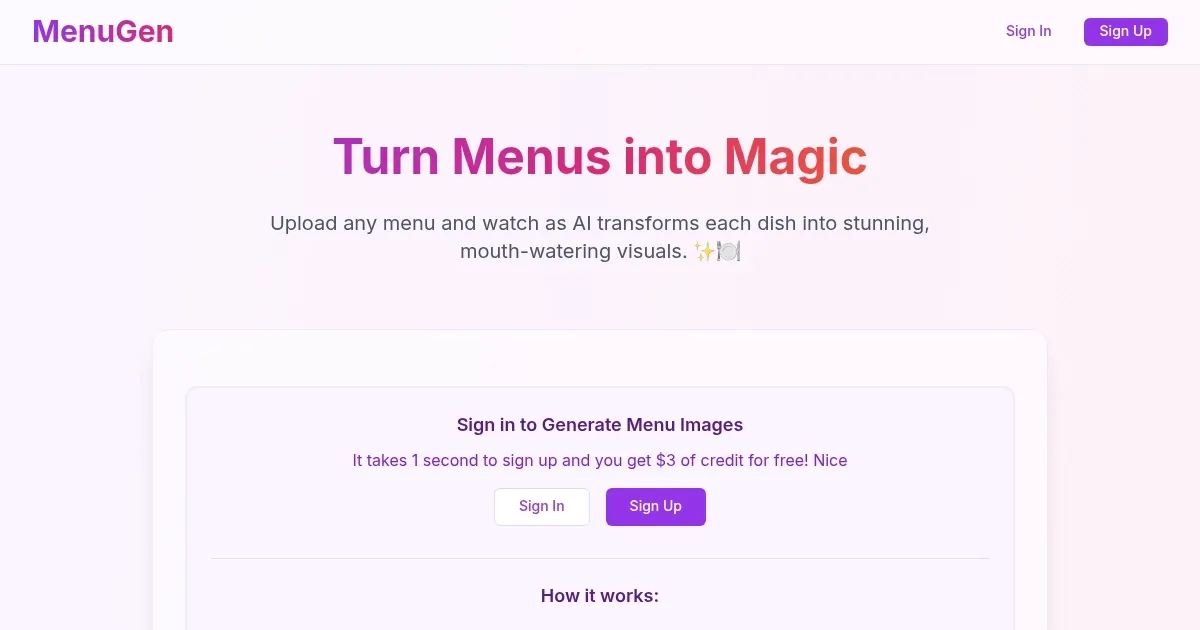 MenuGen - screenshot