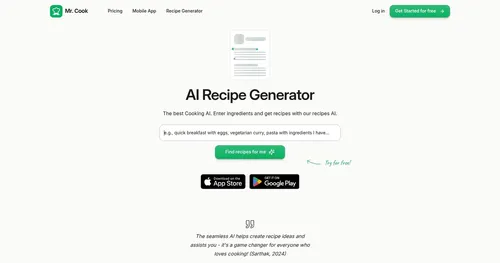 Mr. Cook AI Recipe Generator