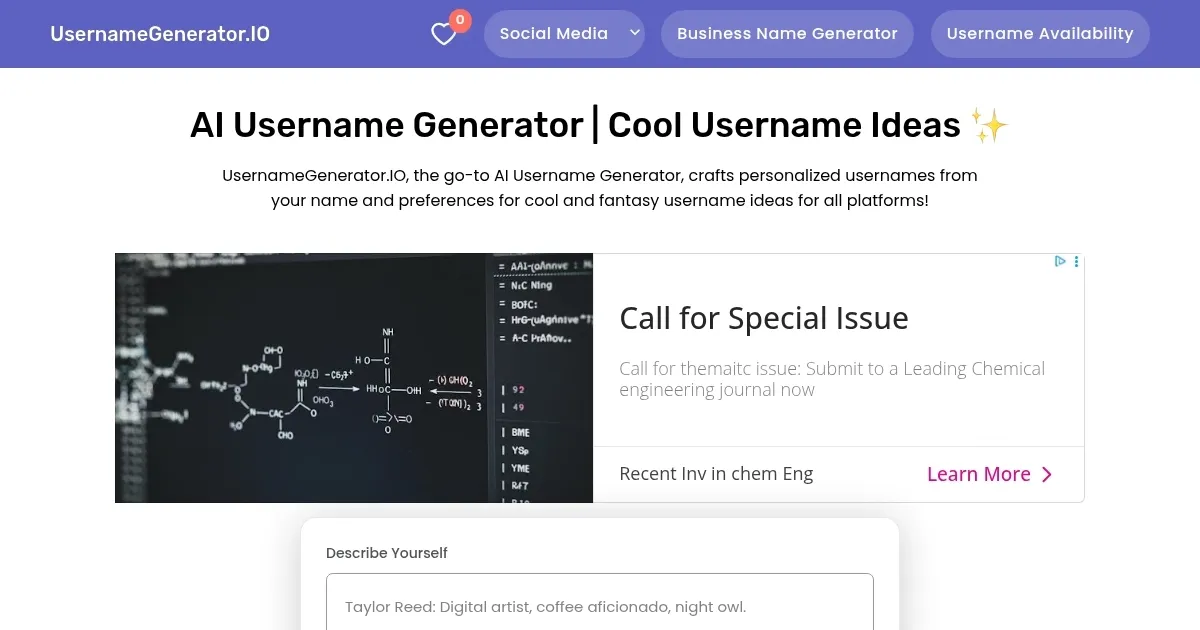 UsernameGenerator.IO - screenshot